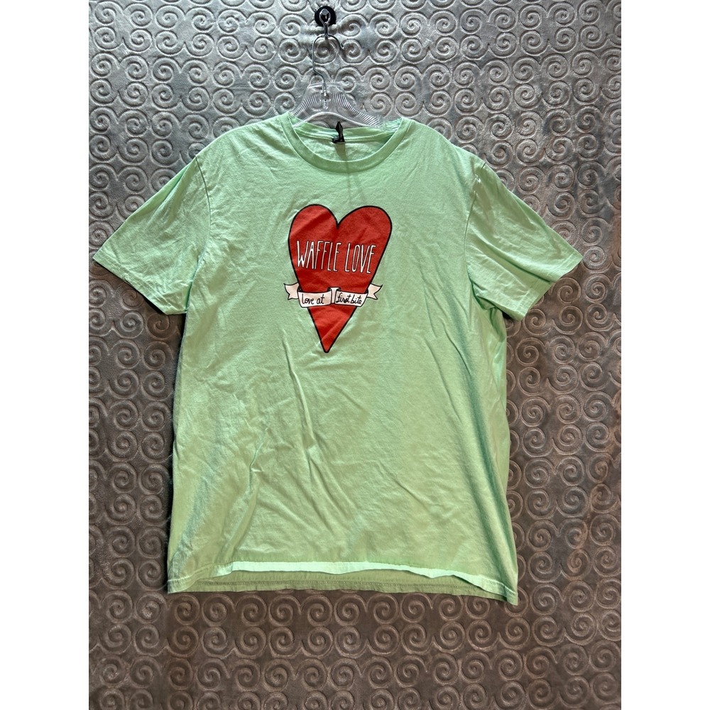 Very Important Tee Waffle Love Heart Graphic T Shirt‎ Mint Green XL